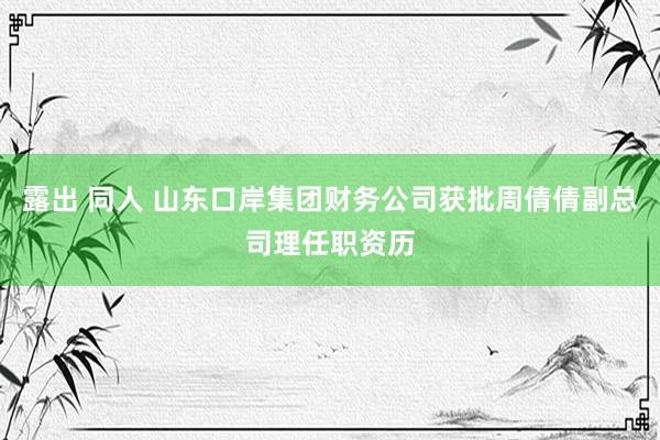 露出 同人 山东口岸集团财务公司获批周倩倩副总司理任职资历