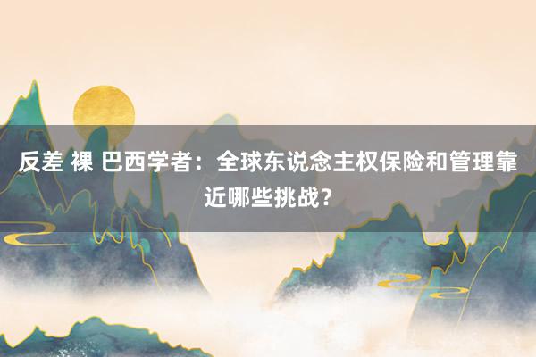 反差 裸 巴西学者：全球东说念主权保险和管理靠近哪些挑战？