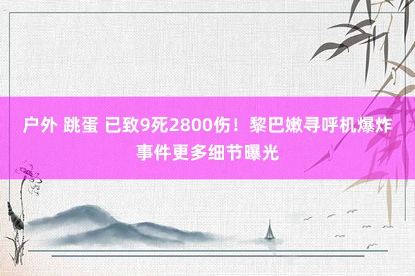 户外 跳蛋 已致9死2800伤！黎巴嫩寻呼机爆炸事件更多细节曝光