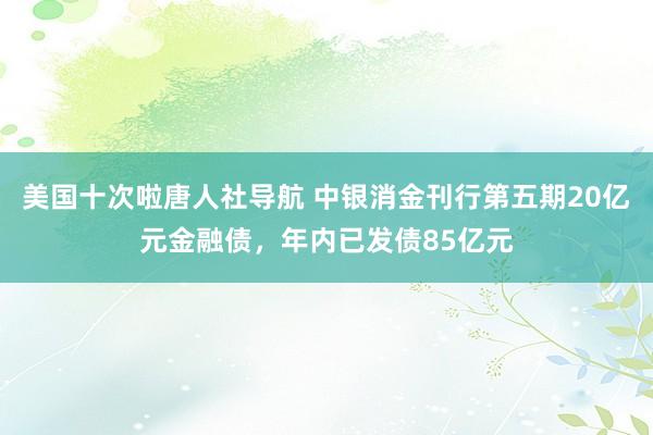 美国十次啦唐人社导航 中银消金刊行第五期20亿元金融债，年内已发债85亿元