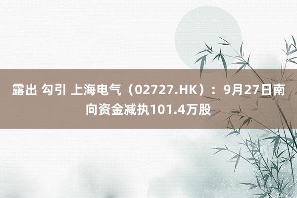 露出 勾引 上海电气（02727.HK）：9月27日南向资金减执101.4万股