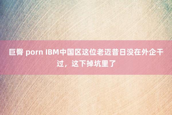 巨臀 porn IBM中国区这位老迈昔日没在外企干过，这下掉坑里了