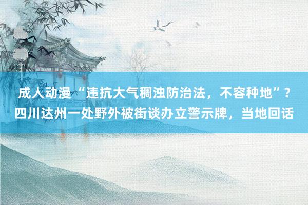 成人动漫 “违抗大气稠浊防治法，不容种地”？四川达州一处野外被街谈办立警示牌，当地回话