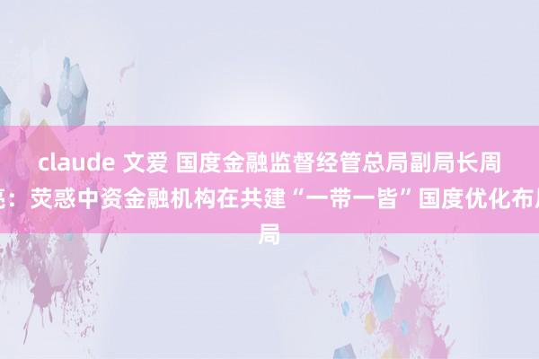 claude 文爱 国度金融监督经管总局副局长周亮：荧惑中资金融机构在共建“一带一皆”国度优化布局