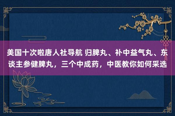 美国十次啦唐人社导航 归脾丸、补中益气丸、东谈主参健脾丸，三个中成药，中医教你如何采选