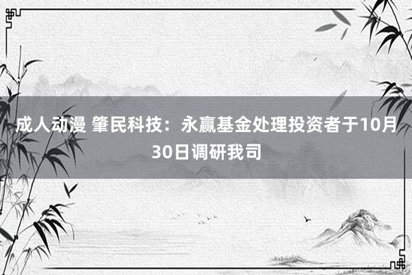 成人动漫 肇民科技：永赢基金处理投资者于10月30日调研我司