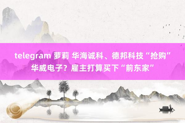 telegram 萝莉 华海诚科、德邦科技“抢购”华威电子？雇主打算买下“前东家”