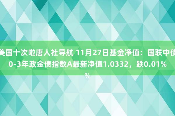 美国十次啦唐人社导航 11月27日基金净值：国联中债0-3年政金债指数A最新净值1.0332，跌0.01%