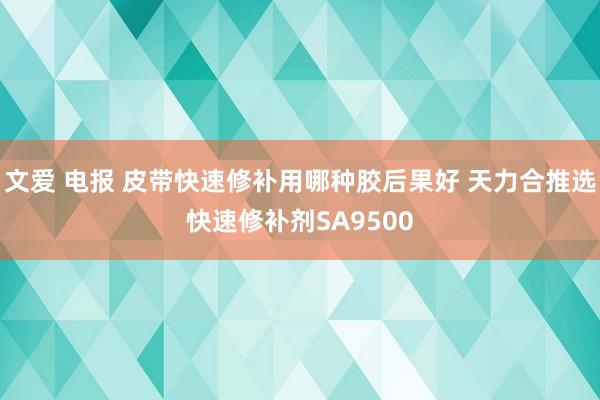 文爱 电报 皮带快速修补用哪种胶后果好 天力合推选快速修补剂SA9500