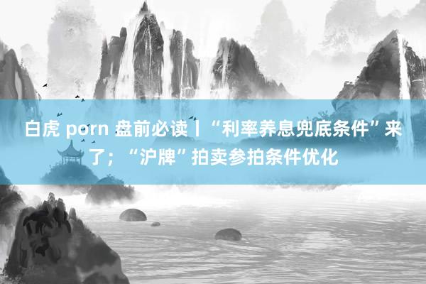 白虎 porn 盘前必读丨“利率养息兜底条件”来了；“沪牌”拍卖参拍条件优化