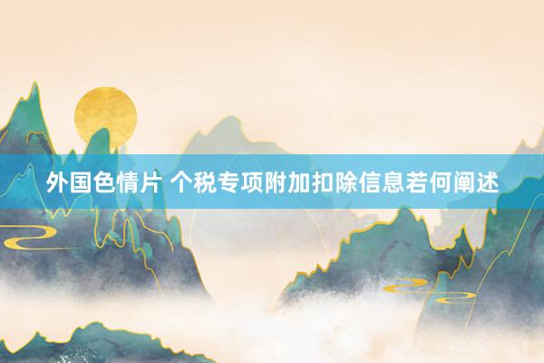 外国色情片 个税专项附加扣除信息若何阐述