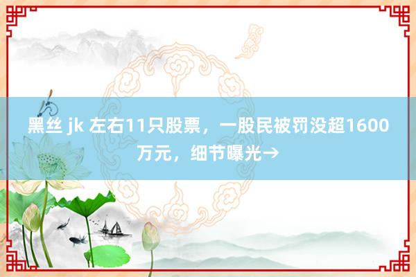 黑丝 jk 左右11只股票，一股民被罚没超1600万元，细节曝光→