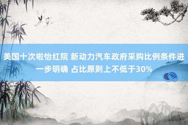 美国十次啦怡红院 新动力汽车政府采购比例条件进一步明确 占比原则上不低于30%