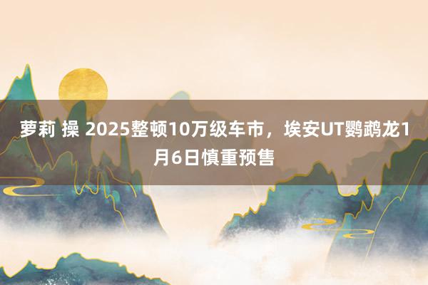 萝莉 操 2025整顿10万级车市，埃安UT鹦鹉龙1月6日慎重预售