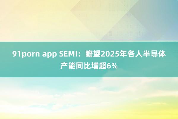 91porn app SEMI：瞻望2025年各人半导体产能同比增超6%