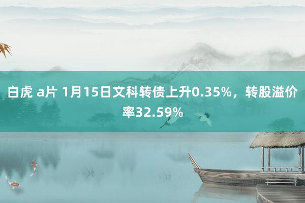 白虎 a片 1月15日文科转债上升0.35%，转股溢价率32.59%