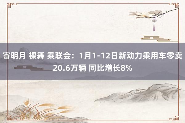 寄明月 裸舞 乘联会：1月1-12日新动力乘用车零卖20.6万辆 同比增长8%